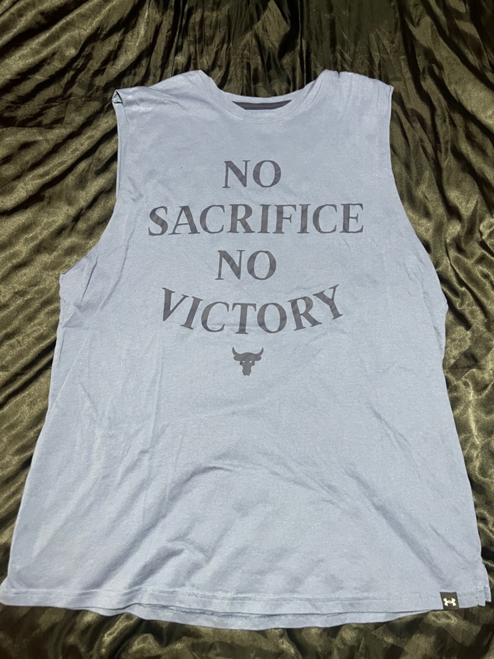 Under Armour Light Blue Sleeveless Workout Tee with Dark Print